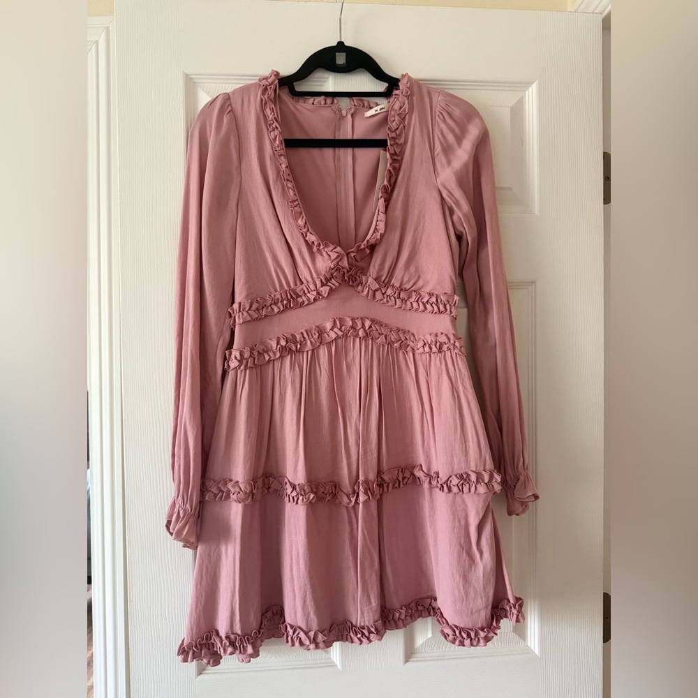 Francesca's Collections Pink Mini Long Sleeve Dress